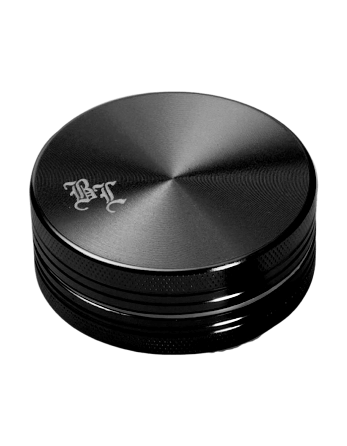 Black Leaf Aluminium Grinder – schwarz, 2-teilig, kompakter Kräutergrinder mit Magnetdeckel