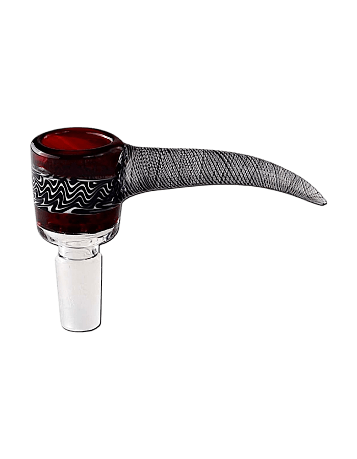 Black Leaf Bongkopf aus rotem Glas mit spitzem Griff – funktionaler Kopf für Bongs mit 14,5 mm oder 18,8 mm Schliff
