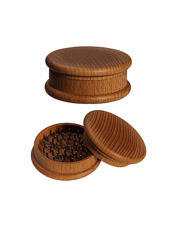 Black Leaf Canamix Grinder aus Buchenholz – 2-teilig mit Edelstahlstiften zum Mahlen von Kräutern