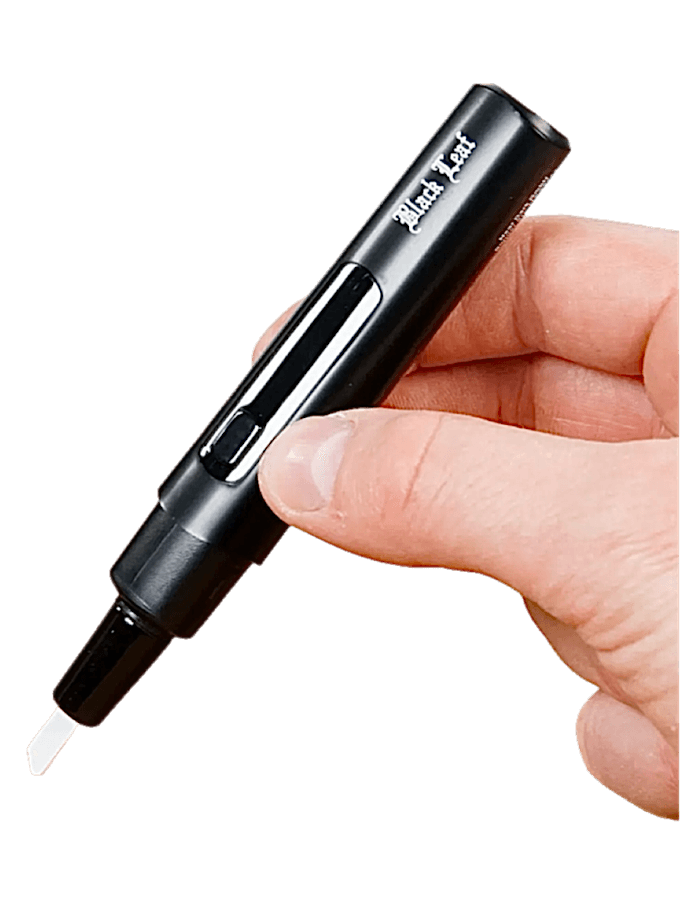 Black Leaf Hot Knife mit LED – Dab Tool aus Metall, in der Hand gehalten für präzises Portionieren