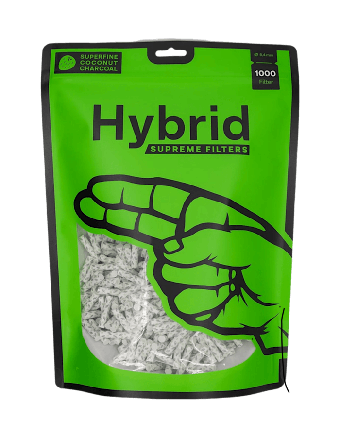 Hybrid Supreme Aktivkohlefilter 1000Stk. 6.4mm, schadstoffreduzierende Drehfilter mit beidseitigen Keramikkappen