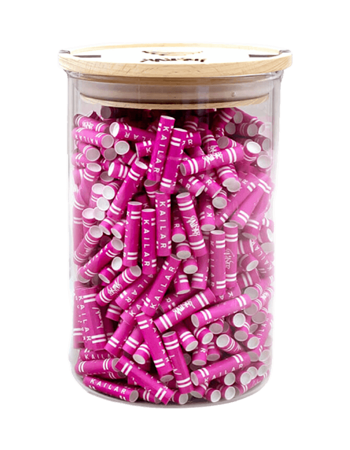 Kailar Cellulose Aktivkohlefilter Pink – 500 Stück im Glas, 5,9 mm Durchmesser für schadstoffreduziertes Rauchen