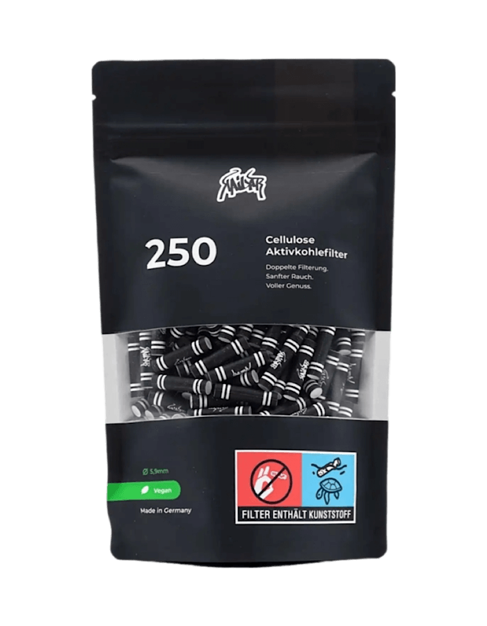 Kailar Cellulose Aktivkohlefilter Schwarz – 250 Stück, 5,9 mm Drehfilter mit Cellulose-Endkappen zur Staubfilterung
