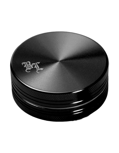 Black Leaf Aluminium Grinder – schwarz, 2-teilig, kompakter Kräutergrinder mit Magnetdeckel