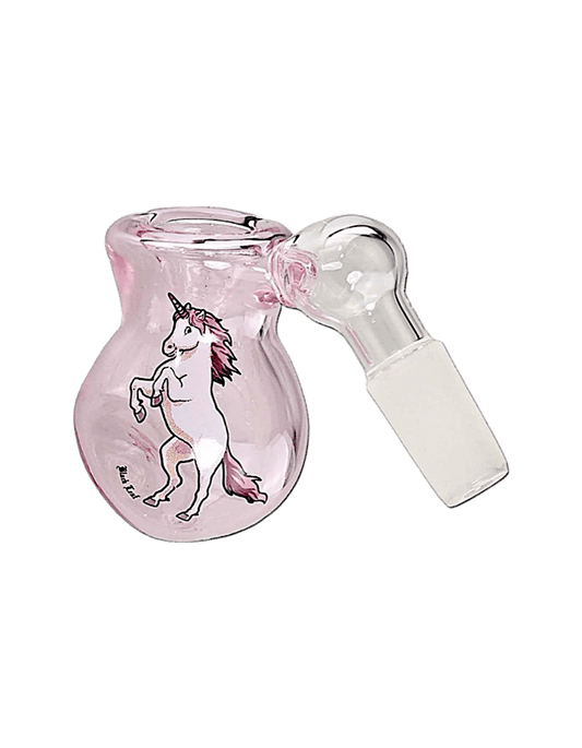 Black Leaf Bongaufsatz in Pink mit Einhorn – dekorativer Glasaufsatz für Bongs oder Wasserpfeifen