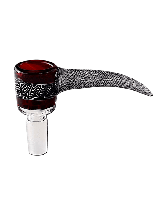 Black Leaf Bongkopf aus rotem Glas mit spitzem Griff – funktionaler Kopf für Bongs mit 14,5 mm oder 18,8 mm Schliff