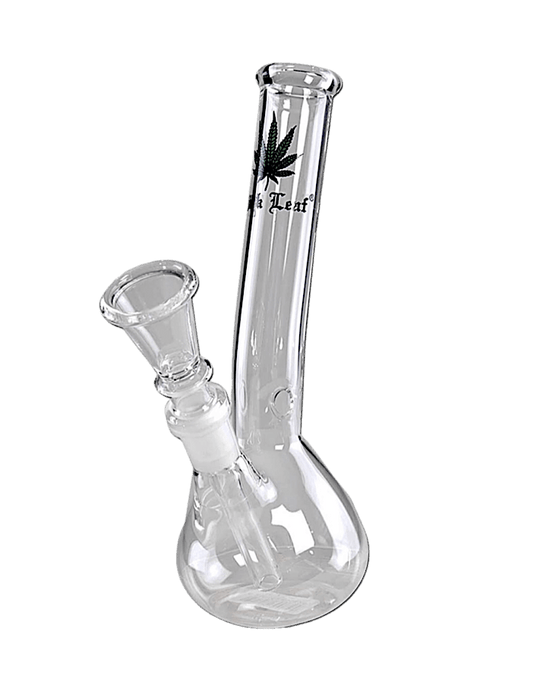 Black Leaf Bong aus Glas mit Hanf Logo