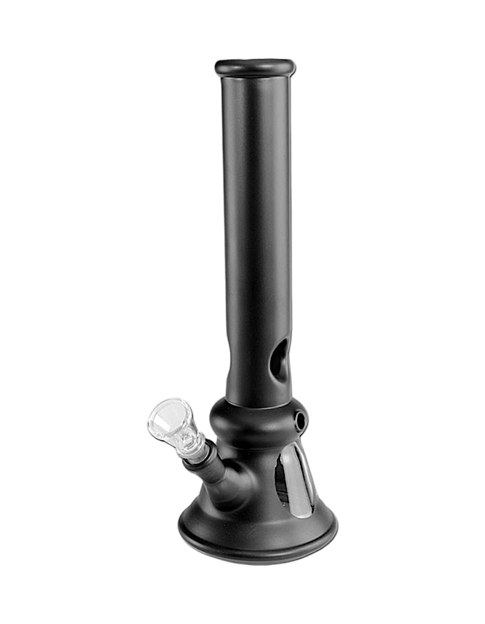 Black Leaf Glasbong in Schwarz mit Kickloch – klassische Wasserpfeife aus stabilem Glas