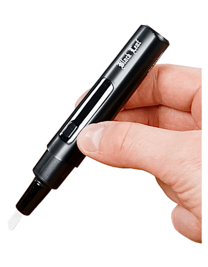Black Leaf Hot Knife mit LED – Dab Tool aus Metall, in der Hand gehalten für präzises Portionieren