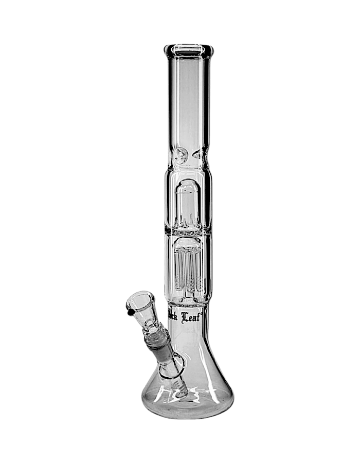 Black Leaf Icebong mit 6-Arm-Perkolator – Glasbong ohne Kickloch mit Eisfach für kühlen Rauch