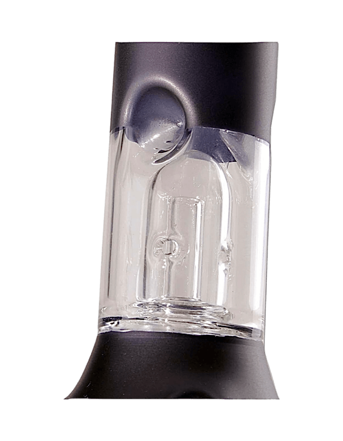 Black Leaf Icebong in Schwarz mit sichtbarem Glasausschnitt und integriertem Perkolator