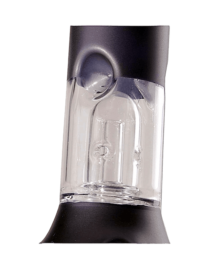Black Leaf Icebong in Schwarz mit sichtbarem Glasausschnitt und integriertem Perkolator