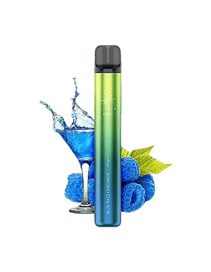 Elfbar 600 V2 Blue Razz Lemonade – E-Zigarette mit Himbeer- und Zitronen-Aroma, dargestellt mit frischen Früchten