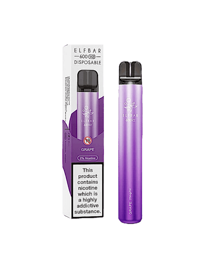 Elfbar 600 V2 Grape – Originalverpackung der Einweg E-Zigarette mit fruchtigem Traubengeschmack