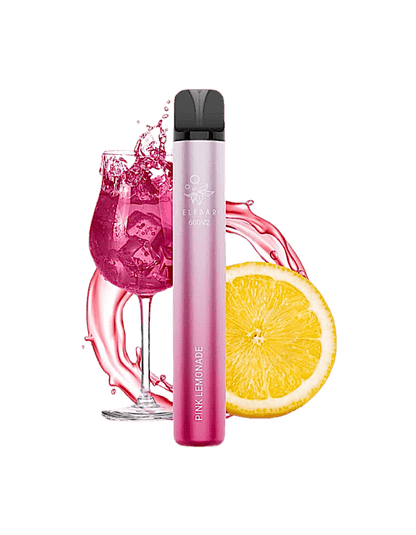 Elfbar 600 V2 Pink Lemonade – Einweg E-Zigarette vor Zitronen und Beeren als Darstellung der Geschmacksrichtung