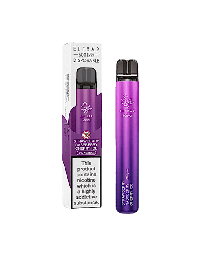 Elfbar 600 V2 Strawberry Raspberry Cherry Ice – Originalverpackung der Einweg E-Zigarette mit fruchtig-kühlem Aroma