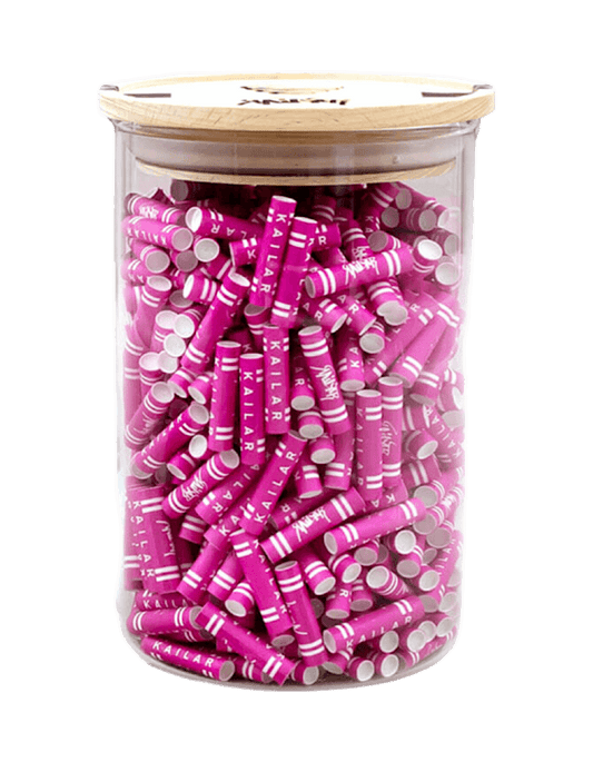 Kailar Cellulose Aktivkohlefilter Pink – 500 Stück im Glas, 5,9 mm Durchmesser für schadstoffreduziertes Rauchen