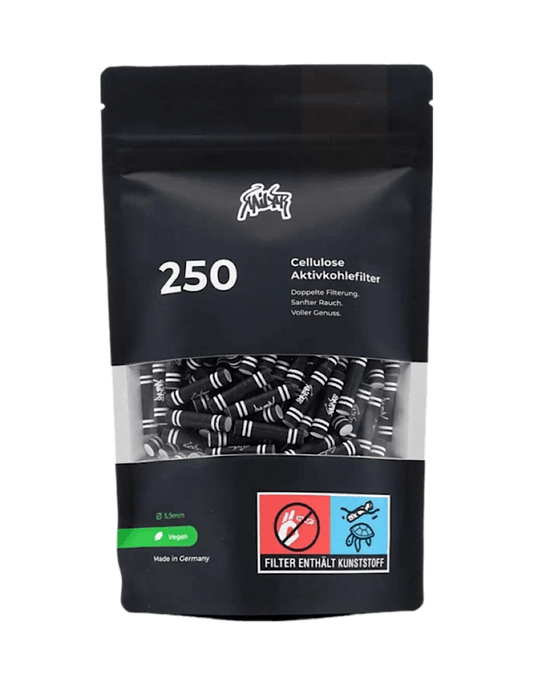 Kailar Cellulose Aktivkohlefilter Schwarz – 250 Stück, 5,9 mm Drehfilter mit Cellulose-Endkappen zur Staubfilterung