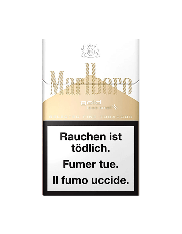 Marlboro Gold Zigaretten in weiss-goldener Verpackung, milde American-Blend-Tabakmischung