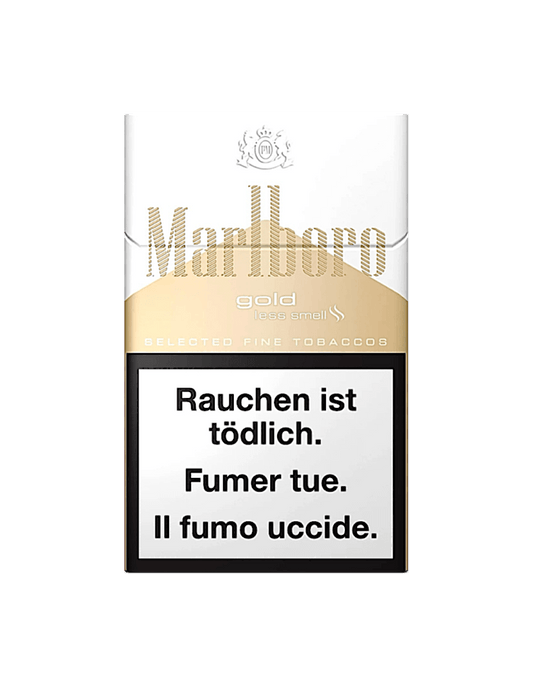 Marlboro Gold Zigaretten in weiss-goldener Verpackung, milde American-Blend-Tabakmischung