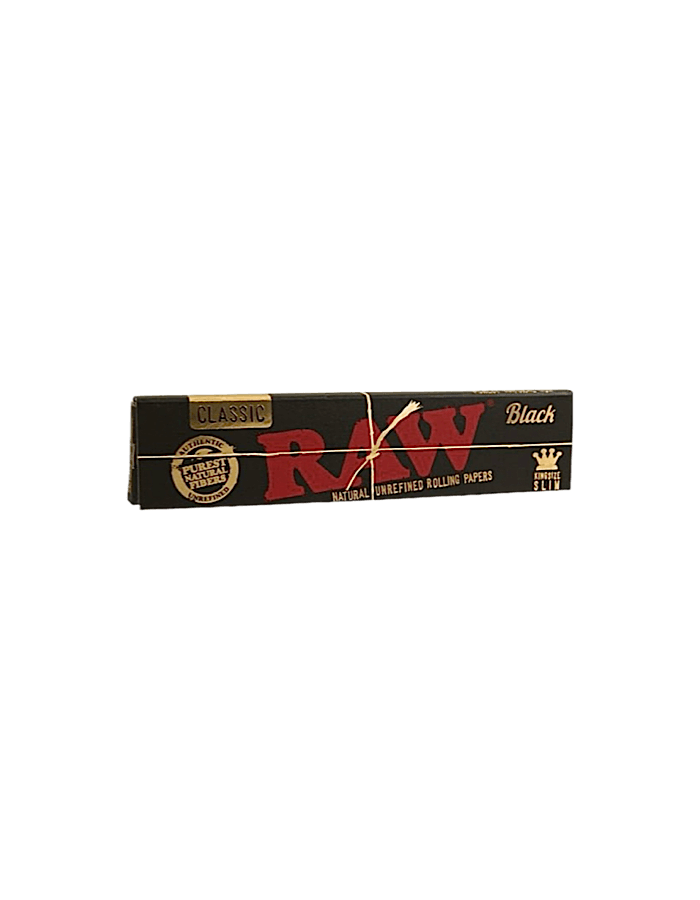 RAW Longpapers Slim Black – ultradünnes ungebleichtes 110 mm Hanf-Drehpapier in schwarzer Verpackung