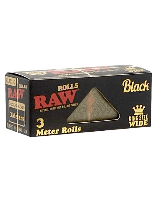 RAW Rolls King Size Black – ultradünnes ungebleichtes Drehpapier auf Rolle, in schwarzer Verpackung