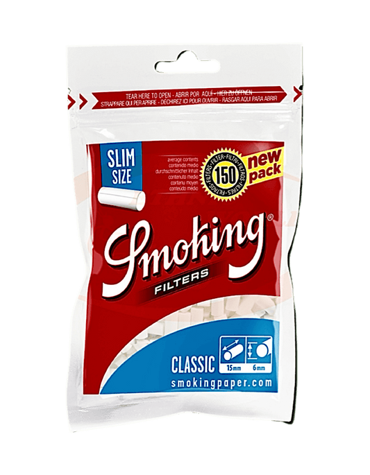 Smoking Zigarettenfilter Classic Slim 6 mm – 150 Stück im wiederverschliessbaren Beutel zum Selbstdrehen