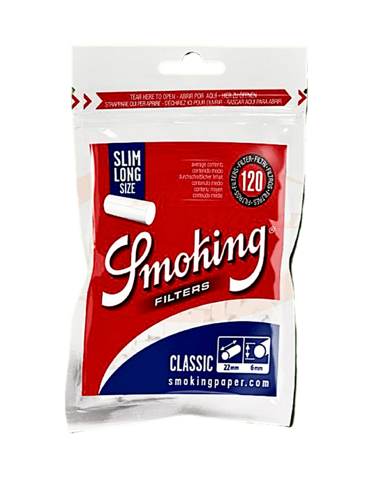 Smoking Zigarettenfilter Classic Slim Long 6 mm – 120 lange Filtersticks im Beutel zum Selbstdrehen
