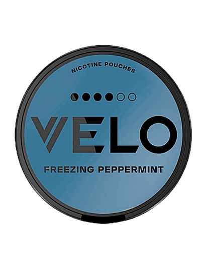 VELO Freezing Mighty Peppermint Max – Nikotinbeutel in runder Dose mit extra starkem Pfefferminzgeschmack